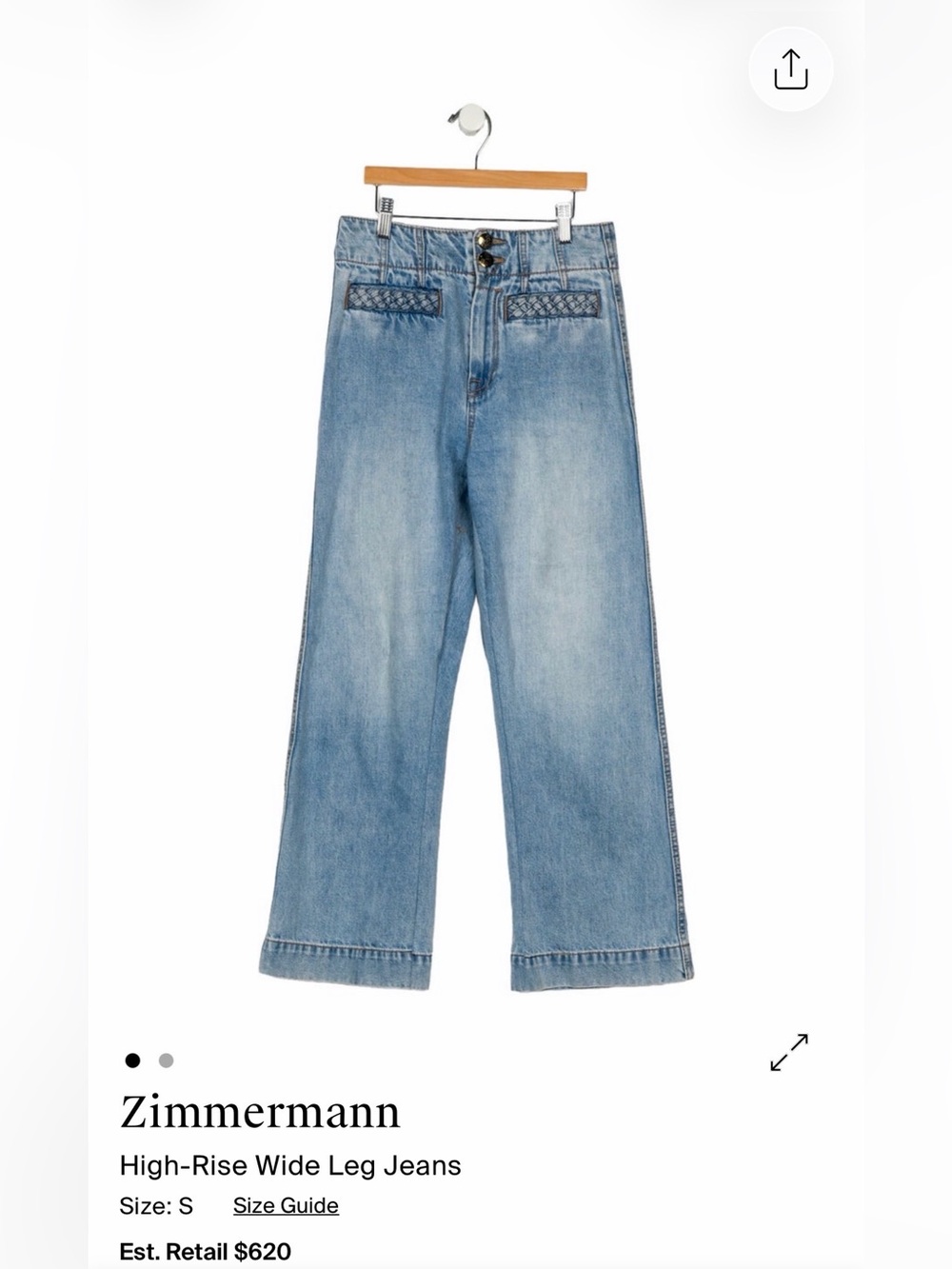 Zimmermann Washed Blue High-Rise Wide Leg Jeans